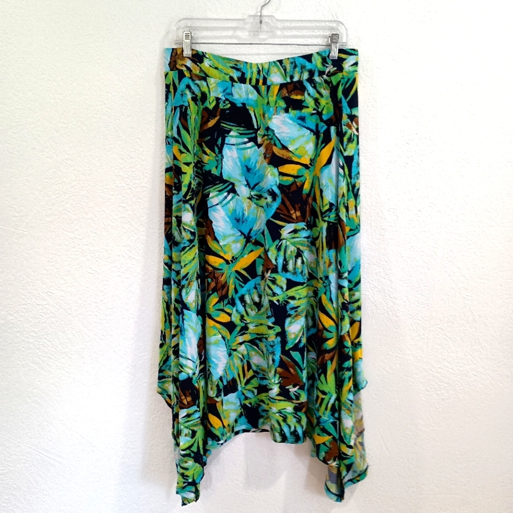Allison Daley Tropical Print Asymmetrical Maxi Skirt